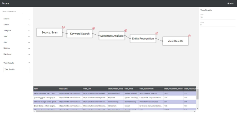 Texera GUI Query Plan