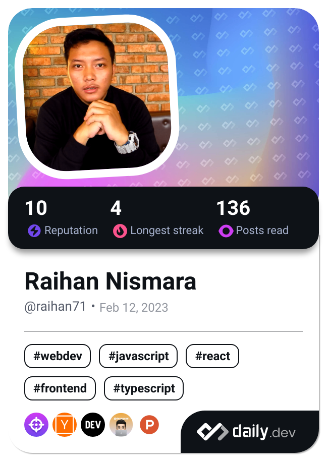 Raihan Nismara's Dev Card