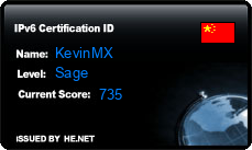 IPv6 Certification Badge for KevinMX