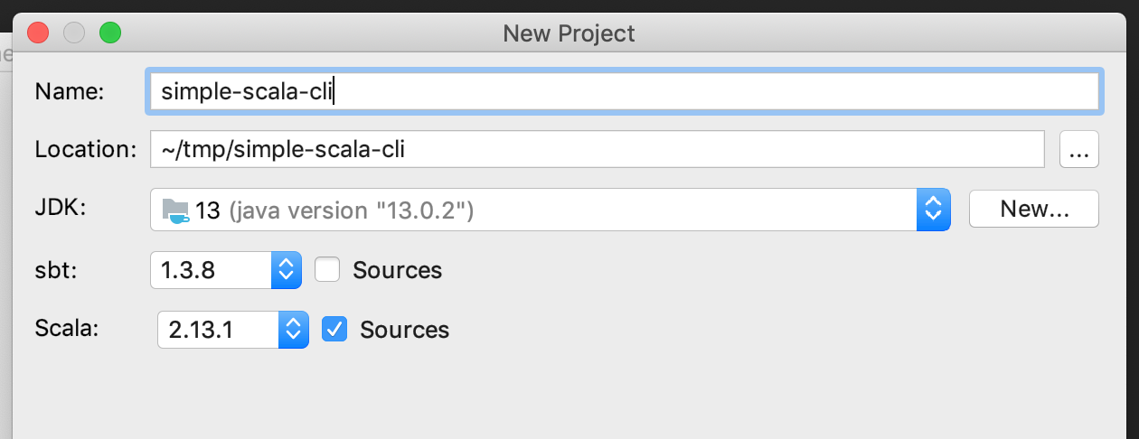 New IntelliJ SBT Project