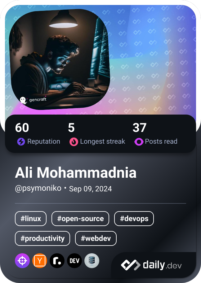 Ali Mohammadnia's Dev Card